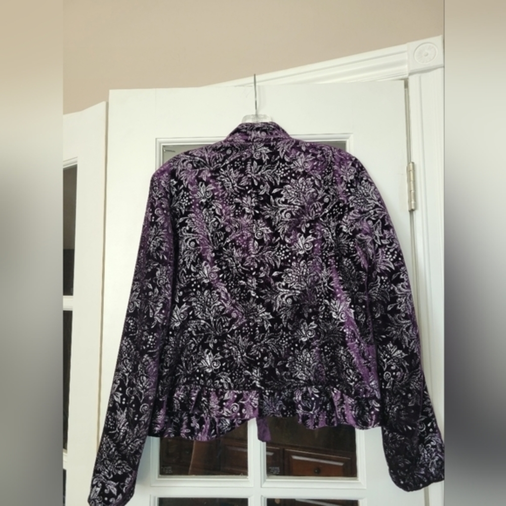 Bob Mackie‎ Studio purple velvet short jacket size 8 - Picture 2 of 7